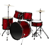 Red 5-Piece Adult Drum Set with Remo Batter Heads and Cymbals - GiFTiFY