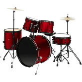 Red 5-Piece Adult Drum Set with Remo Batter Heads and Cymbals - GiFTiFY