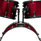 Red 5-Piece Adult Drum Set with Remo Batter Heads and Cymbals - GiFTiFY