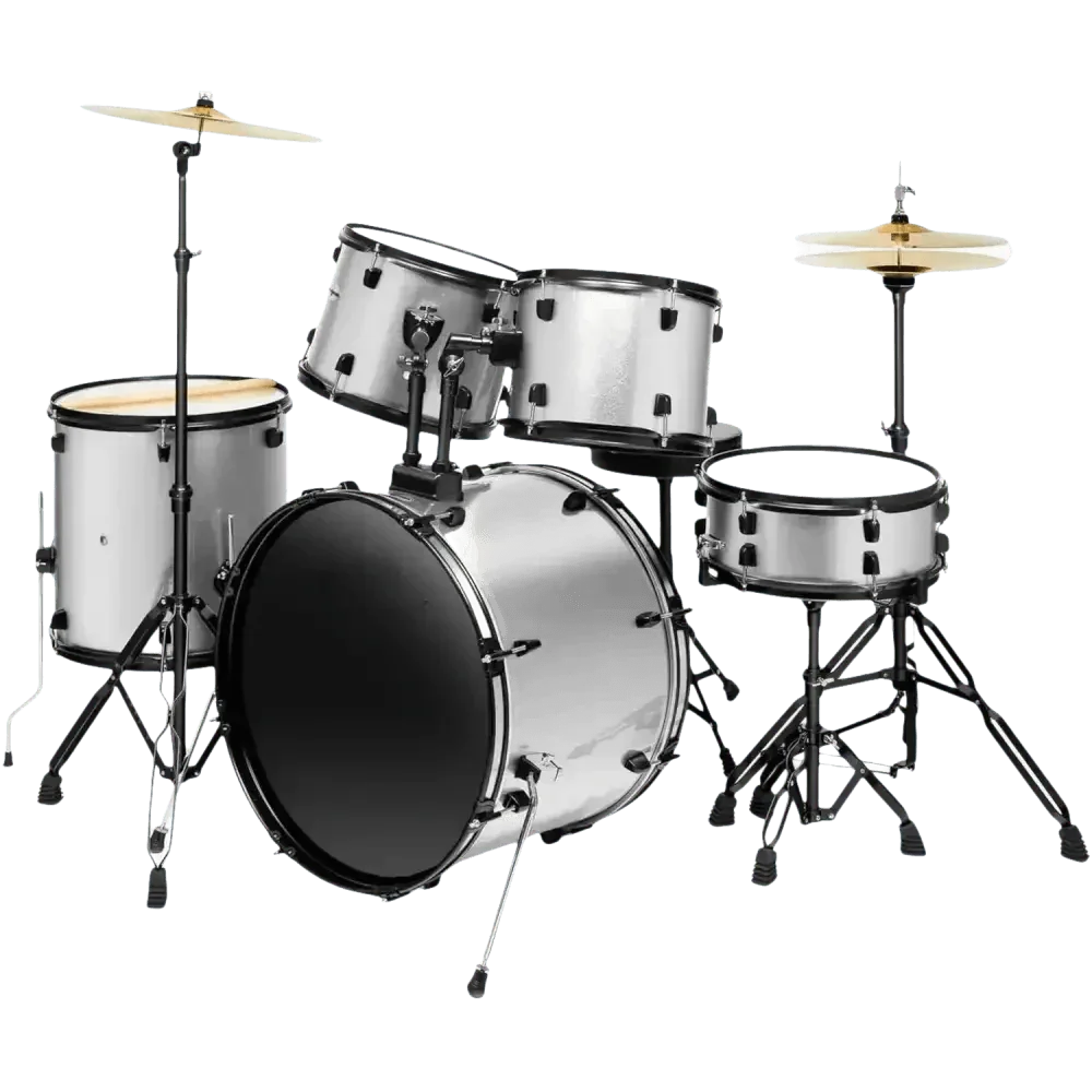 Red 5-Piece Adult Drum Set with Remo Batter Heads and Cymbals - GiFTiFY