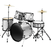 Red 5-Piece Adult Drum Set with Remo Batter Heads and Cymbals - GiFTiFY