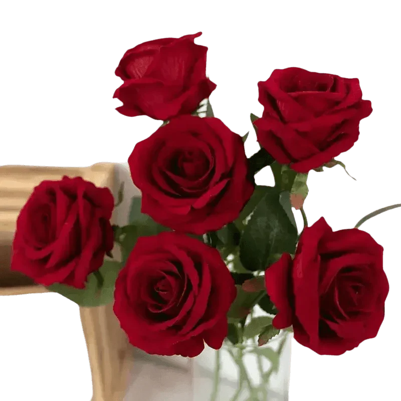 Red Roses in Vase Beautiful Silk Artificial Rose Flowers - GiFTiFY