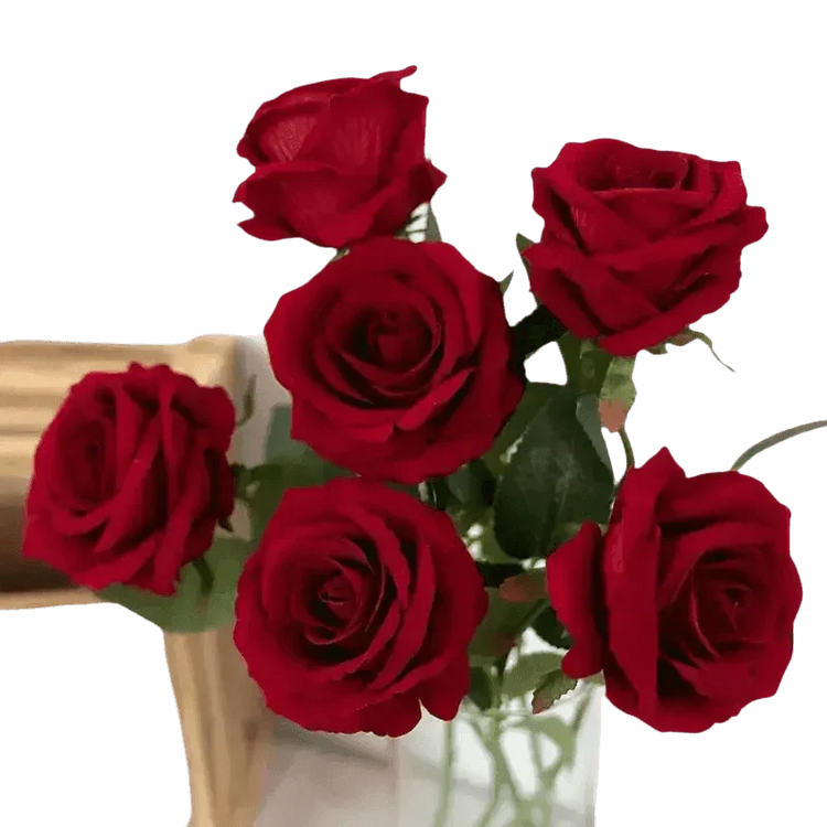 Red Roses in Vase Beautiful Silk Artificial Rose Flowers - GiFTiFY