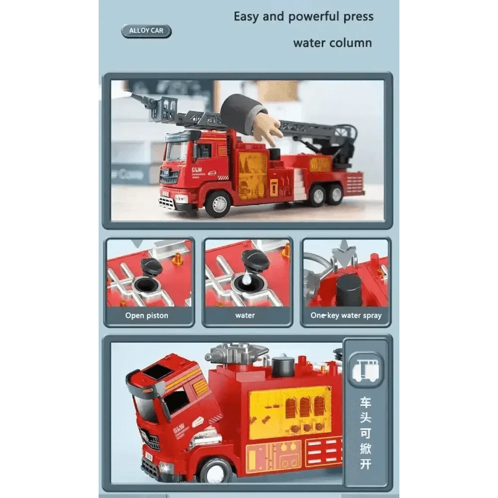 Red Toy Fire Truck with Sprayable Water Tank - GiFTiFY