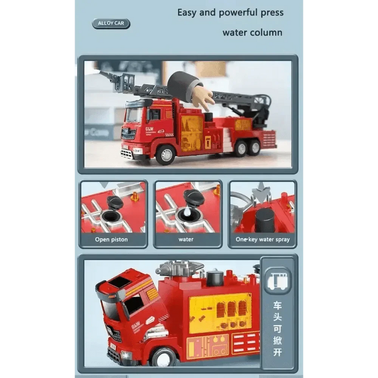 Red Toy Fire Truck with Sprayable Water Tank - GiFTiFY