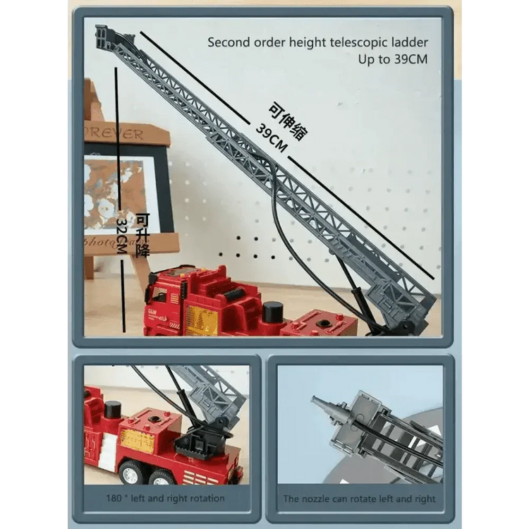 Red Toy Fire Truck with Sprayable Water Tank - GiFTiFY