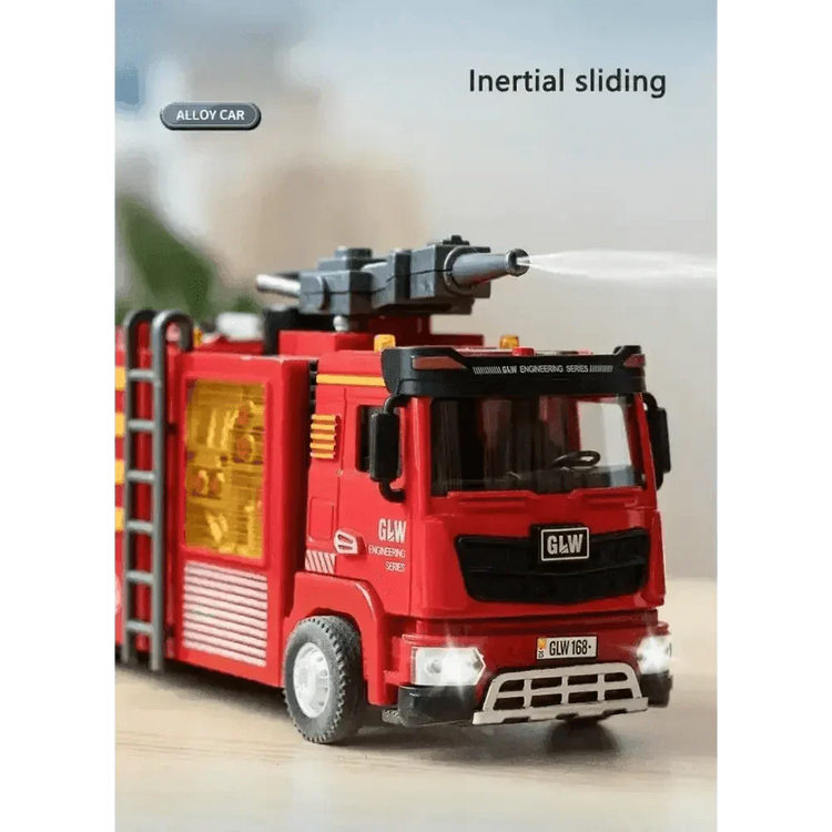 Red Toy Fire Truck with Sprayable Water Tank - GiFTiFY