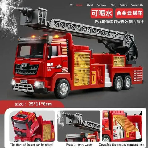 Red Toy Fire Truck with Sprayable Water Tank - GiFiFY