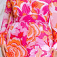 Plus Size Floral Print Jumpsuit with Long Bishop Split Sleeves - Pink