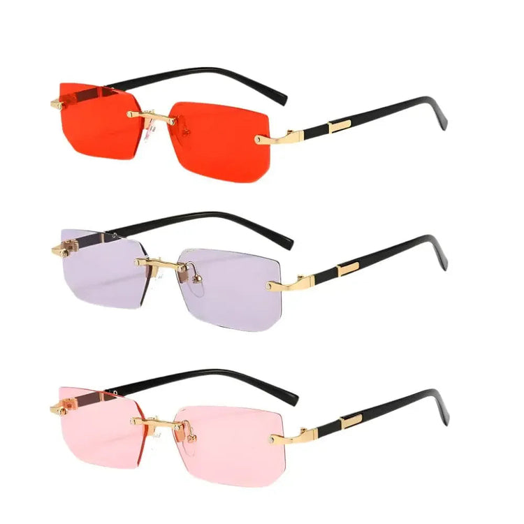 Rimless Sunglasses Rectangle Fashion Popular Women Men Shades Small Square Sun Glasses For Female Male Summer Traveling Oculus - GiFTiFY
