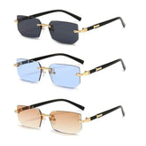 Rimless Sunglasses Rectangle Fashion Popular Women Men Shades Small Square Sun Glasses For Female Male Summer Traveling Oculus - GiFTiFY