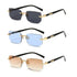 Rimless Sunglasses Rectangle Fashion Popular Women Men Shades Small Square Sun Glasses For Female Male Summer Traveling Oculus - GiFTiFY