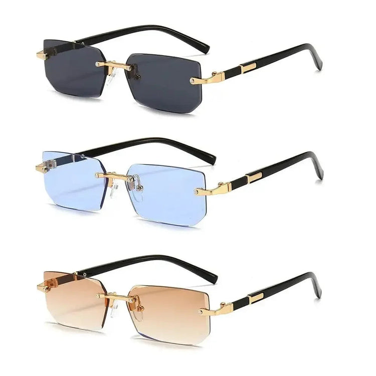 Rimless Sunglasses Rectangle Fashion Popular Women Men Shades Small Square Sun Glasses For Female Male Summer Traveling Oculus - GiFTiFY