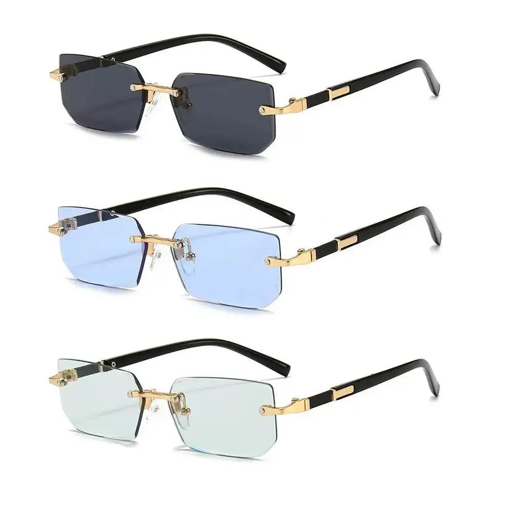 Rimless Sunglasses Rectangle Fashion Popular Women Men Shades Small Square Sun Glasses For Female Male Summer Traveling Oculus - GiFTiFY