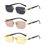 Rimless Sunglasses Rectangle Fashion Popular Women Men Shades Small Square Sun Glasses For Female Male Summer Traveling Oculus - GiFTiFY