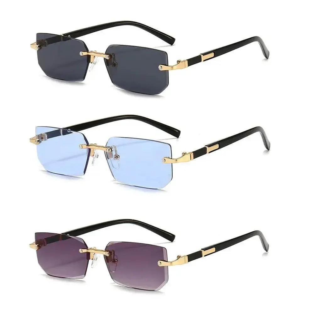 Rimless Sunglasses Rectangle Fashion Popular Women Men Shades Small Square Sun Glasses For Female Male Summer Traveling Oculus - GiFTiFY