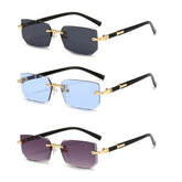 Rimless Sunglasses Rectangle Fashion Popular Women Men Shades Small Square Sun Glasses For Female Male Summer Traveling Oculus - GiFTiFY