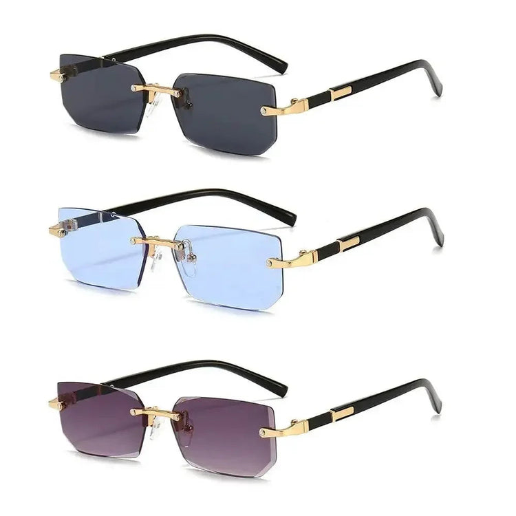 Rimless Sunglasses Rectangle Fashion Popular Women Men Shades Small Square Sun Glasses For Female Male Summer Traveling Oculus - GiFTiFY