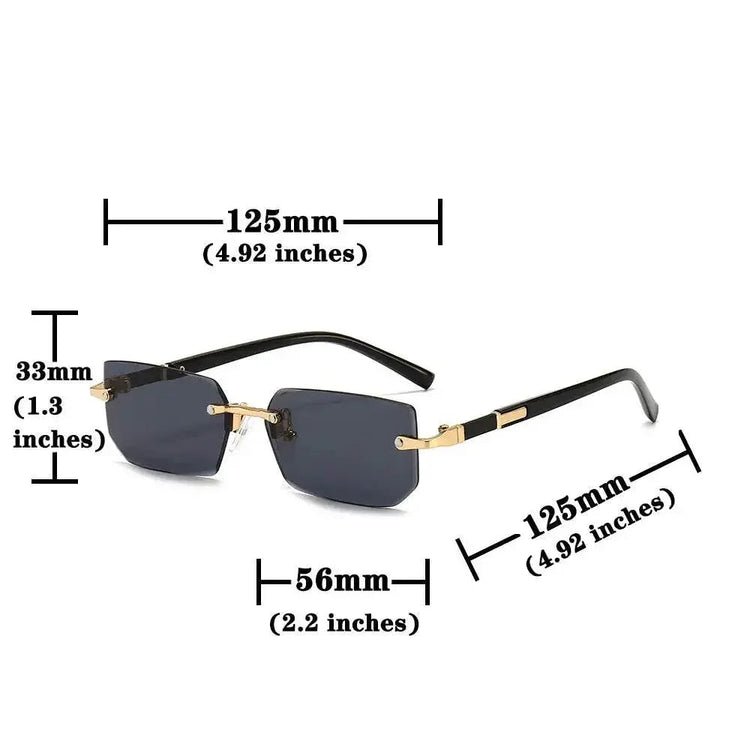 Rimless Sunglasses Rectangle Fashion Popular Women Men Shades Small Square Sun Glasses For Female Male Summer Traveling Oculus - GiFTiFY