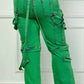 Oh So Crafty Utility Cargo Plus Size Denim Pants - Green