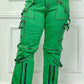 Oh So Crafty Utility Cargo Plus Size Denim Pants - Green