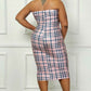 Damari Printed Bodycon Tube Plus Size Midi Dress - Pink