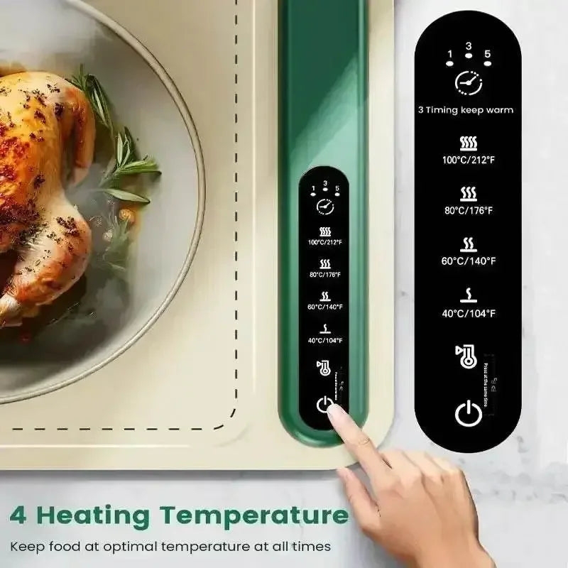 Roll up food heating pad - Level 4 temperature fast heating silicone hot plate, lifting feet to protect the dining table food heating pad by DSERS