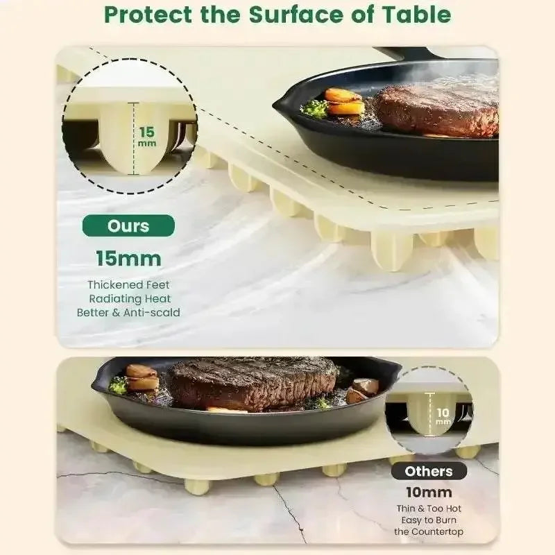 Roll up food heating pad - Level 4 temperature fast heating silicone hot plate, lifting feet to protect the dining table food heating pad by DSERS
