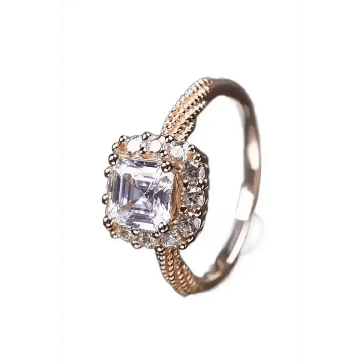 Rose Gold Square Diamond Moissanite Twisted Ring - GiFTiFY