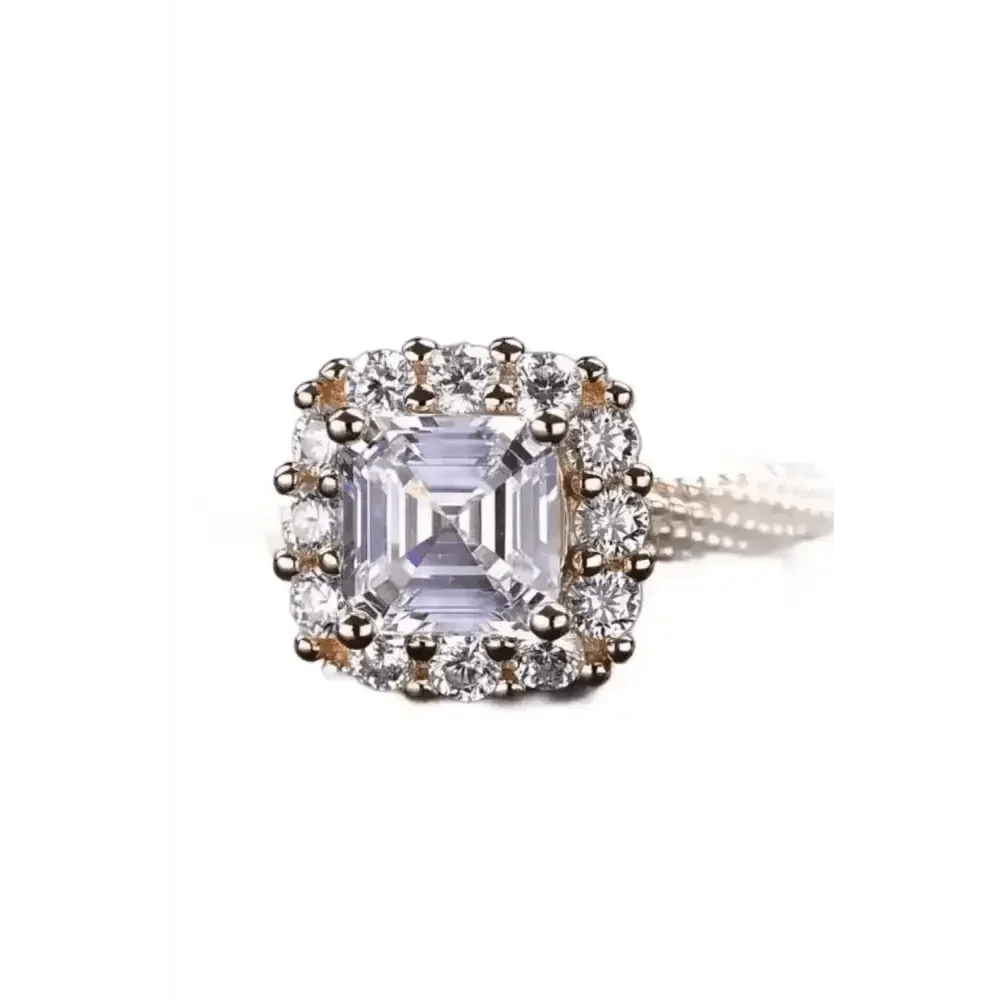 Rose Gold Square Diamond Moissanite Twisted Ring Jewlery by Trendsi