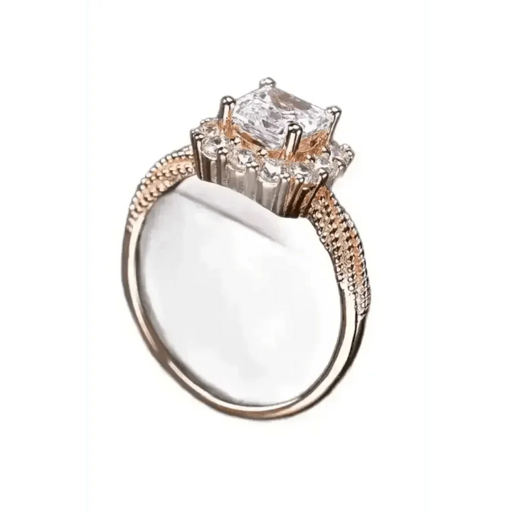 Rose Gold Square Diamond Moissanite Twisted Ring - GiFTiFY
