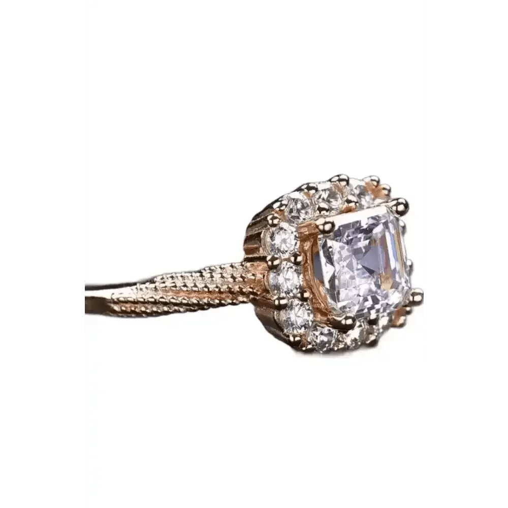 Rose Gold Square Diamond Moissanite Twisted Ring Jewlery by Trendsi