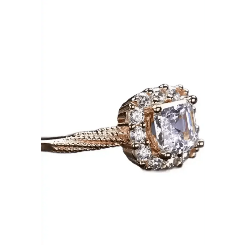 Rose Gold Square Diamond Moissanite Twisted Ring Jewlery by Trendsi