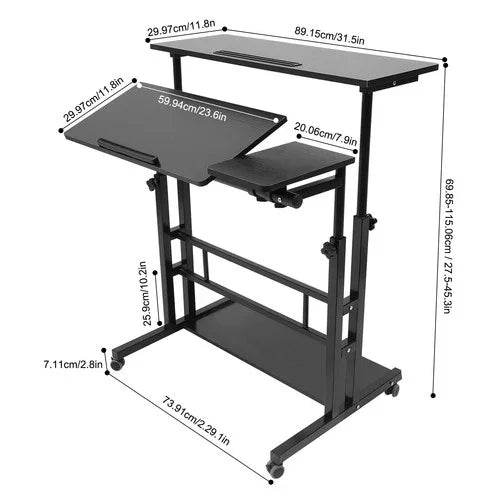 Mobile Standing Desk Adjustable Stand Up Laptop Desk Workstation for Home Office - GiFTiFY