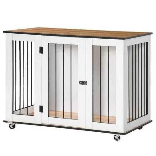 Portable Modern Dog Crate End Table with Wheels Modern Dog Crate by Zopi