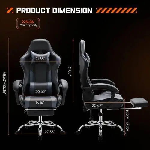 Ergonomic PU Leather Gaming Chair - Adjustable & Stylish - GiFTiFY