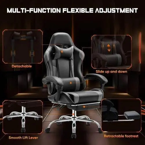 Ergonomic PU Leather Gaming Chair - Adjustable & Stylish - GiFTiFY