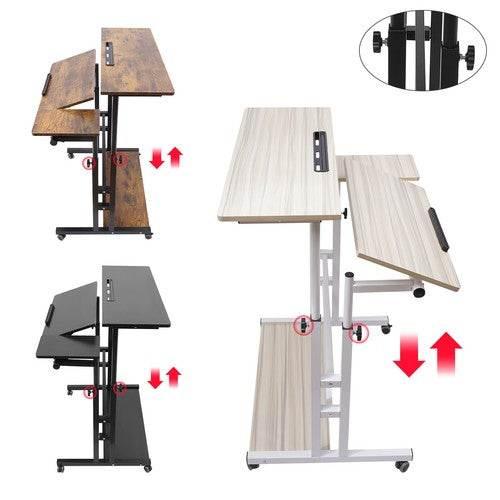 Mobile Standing Desk Adjustable Stand Up Laptop Desk Workstation for Home Office - GiFTiFY
