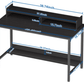 Stylish Black Computer Desk with Storage Shelves - GiFTiFY