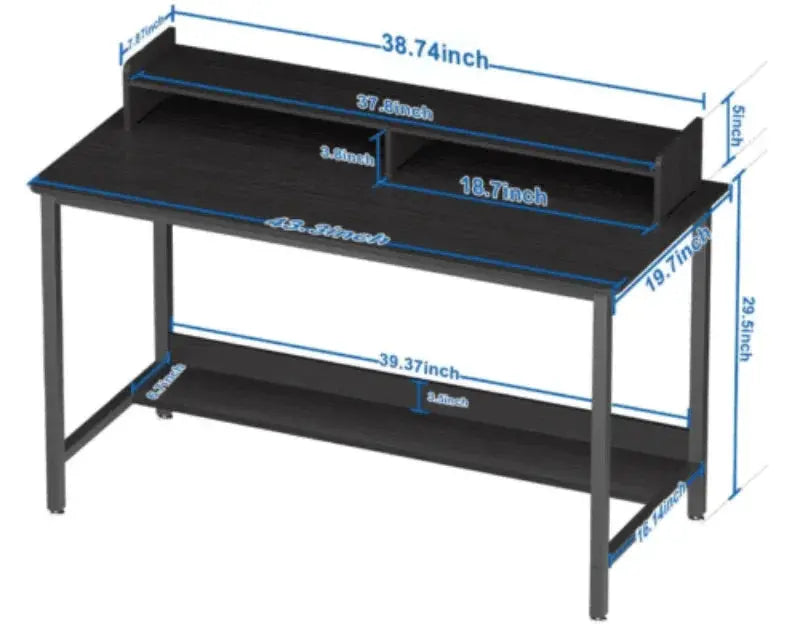 Stylish Black Computer Desk with Storage Shelves Computer Desk by Zopi