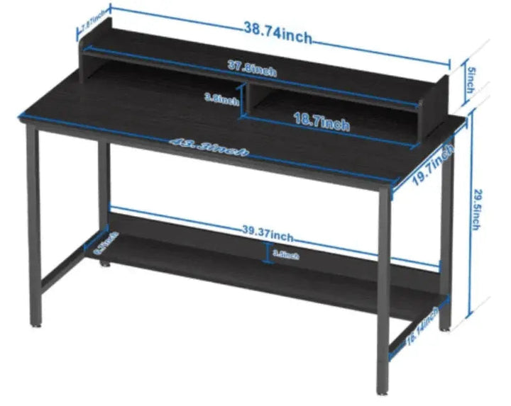 Stylish Black Computer Desk with Storage Shelves - GiFTiFY