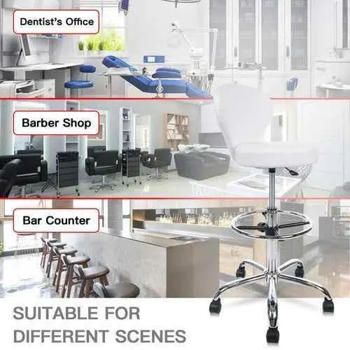 Ergonomic Rolling Spa Stool with Backrest & Footrest - GiFTiFY