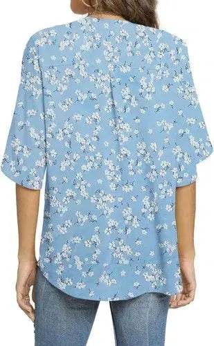 Women's Summer Tops Short Sleeve Casual Shirts V Neck Chiffon Dressy Blouse Tops - GiFTiFY