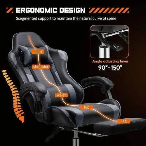 Ergonomic PU Leather Gaming Chair - Adjustable & Stylish - GiFTiFY
