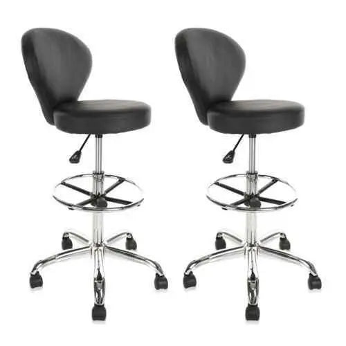 Ergonomic Rolling Spa Stool with Backrest & Footrest - GiFTiFY