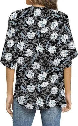 Women's Summer Tops Short Sleeve Casual Shirts V Neck Chiffon Dressy Blouse Tops - GiFTiFY