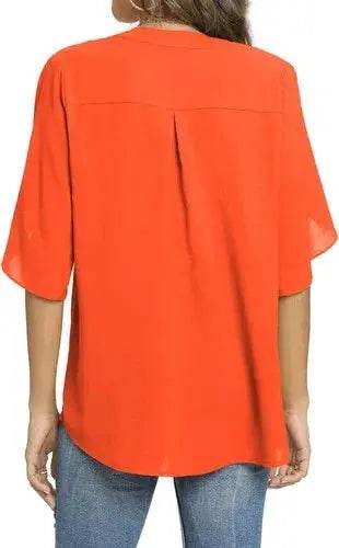 Women's Summer Tops Short Sleeve Casual Shirts V Neck Chiffon Dressy Blouse Tops - GiFTiFY