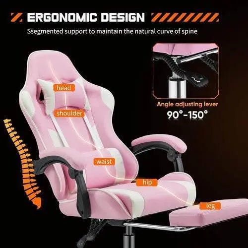 Ergonomic PU Leather Gaming Chair - Adjustable & Stylish - GiFTiFY