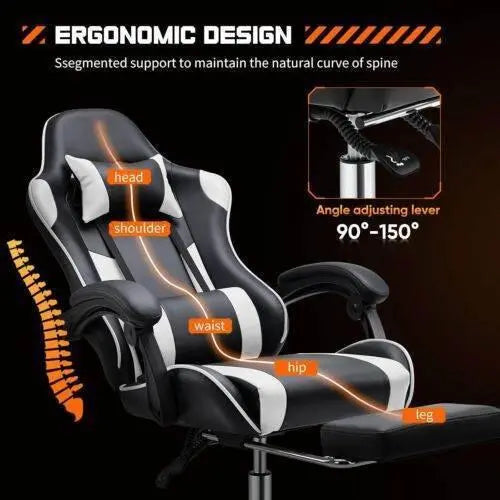 Ergonomic PU Leather Gaming Chair - Adjustable & Stylish - GiFTiFY