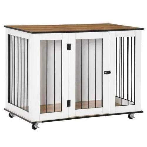 Portable Modern Dog Crate End Table with Wheels - GiFTiFY